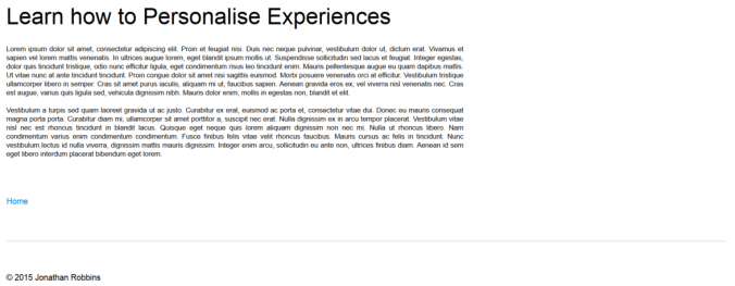 Personalisation Introduction page