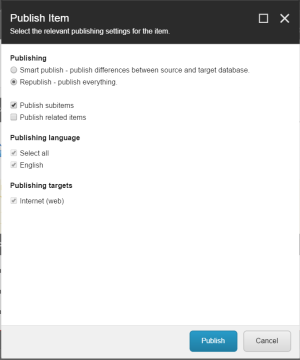 Sitecore Publish Window
