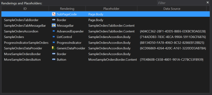 SampleOrdersPanel Layout